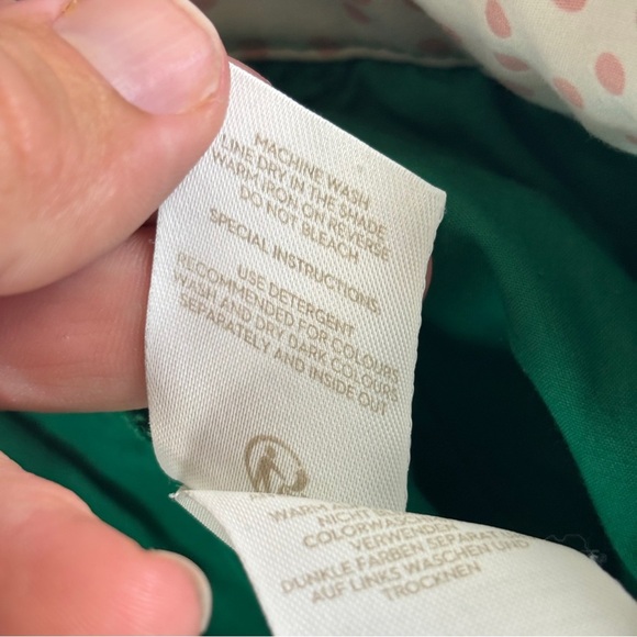 Boden Green Pants with Pink Polka Dot Lining 4 petite - Picture 5 of 11